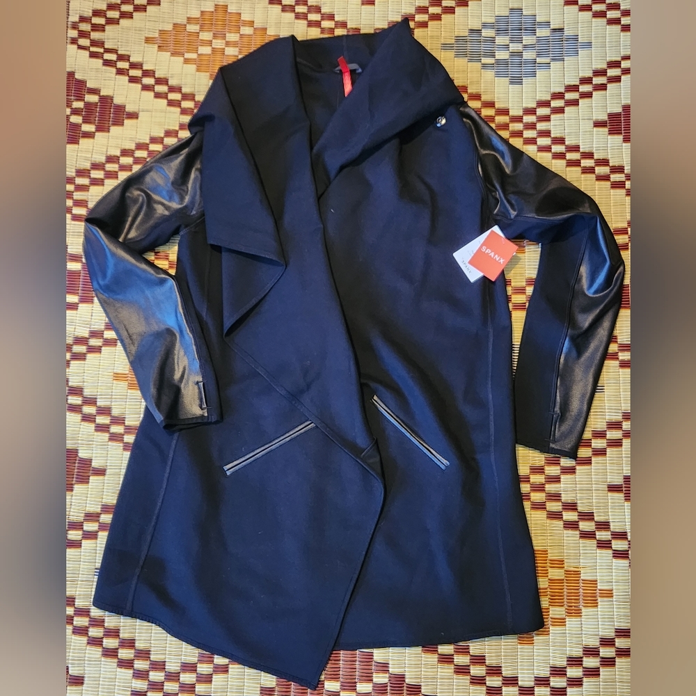 Spanx Drap Front Jacket. Black Sz L.